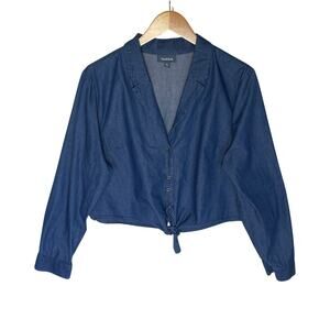 MODCLOTH Women’s Tie Front Button Up long sleeve chambray top XL